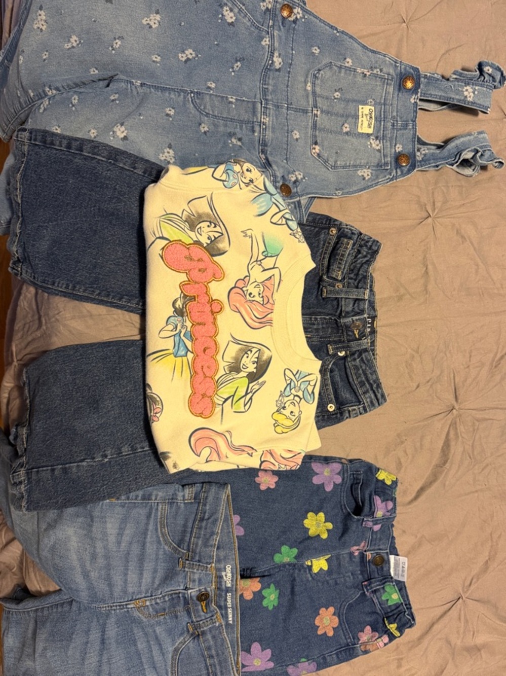 5T Lot, 3 pairs of jeans, 1 overall and 1 sweatshirt